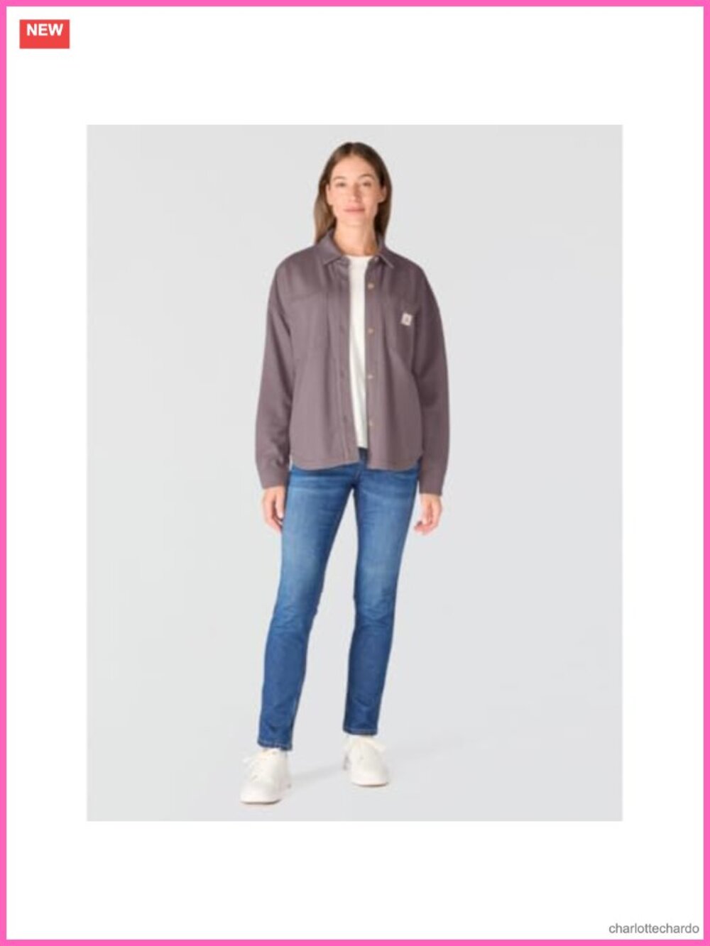 Women's Cotton Knit Overshirt Button Front Long Sleeve Work Utility Top - Picture 4 of 5